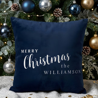 Personalised Merry Christmas Family Name Cushion