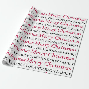 Personalised Merry Christmas Family Name Wrapping Paper