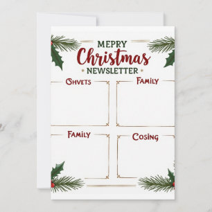 Personalised Merry Christmas Family Newsletter  Invitation