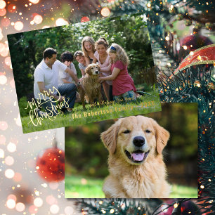 Personalised Merry Christmas Family Photo Foil Holiday Card