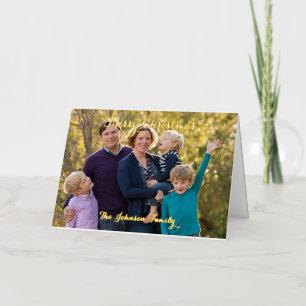 Personalised Merry Christmas Family Photo Holiday Foil Greeting Card