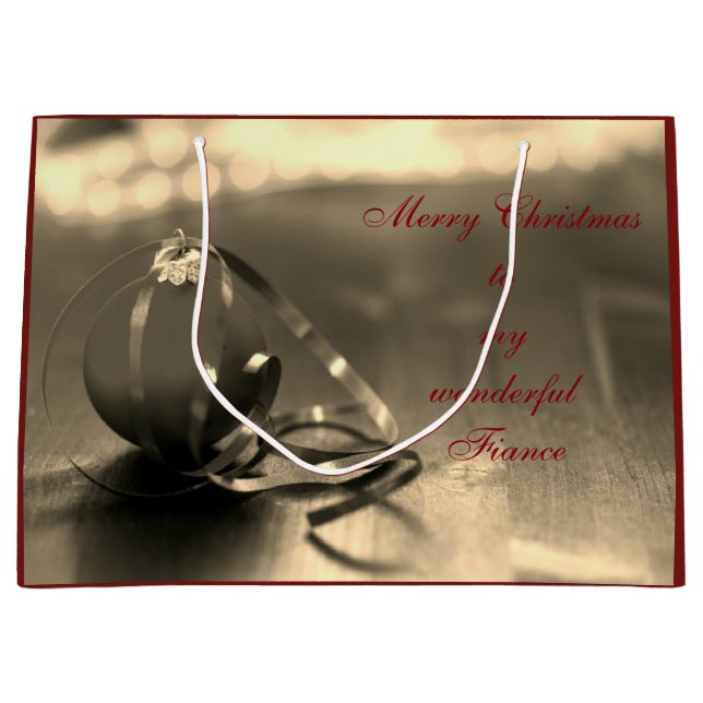 Personalised Merry Christmas Fiance design Large Gift Bag (Front)