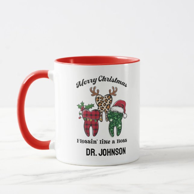 Personalised Merry Christmas Flossin Like A Boss Mug (Left)