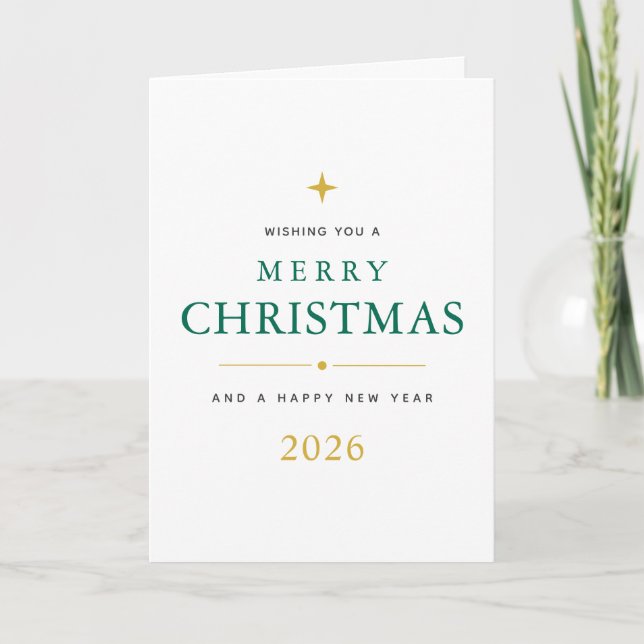 Personalised Merry Christmas Folded Greeting Card (Front)
