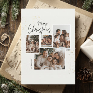"Personalised Merry Christmas Four-Photo Collage Invitation