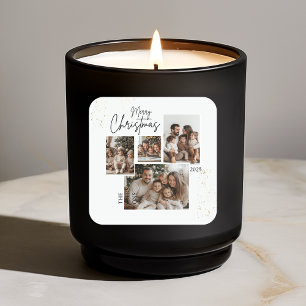 "Personalised Merry Christmas Four-Photo Collage  Square Sticker