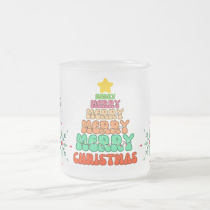 Personalised Merry Christmas Frosted Glass Coffee Mug