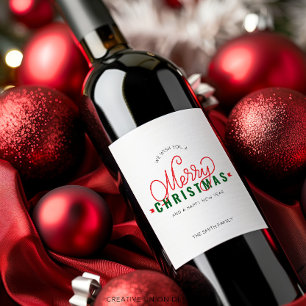 Personalised Merry Christmas Gift Wine Label