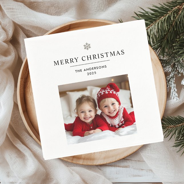 "Personalised Merry Christmas Gift with Photo Napkin (Creator Uploaded)