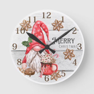 Personalised Merry Christmas Gnome Wall Clock