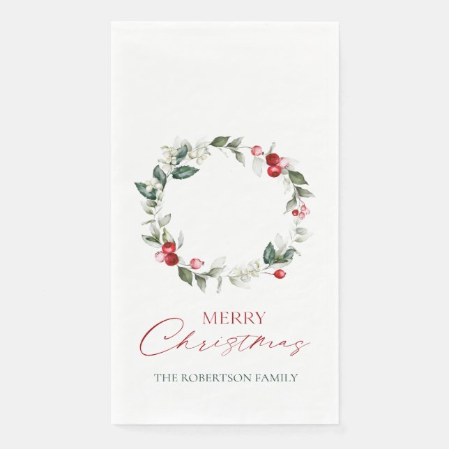 Personalised Merry Christmas Guest Towels Napkin (Front)