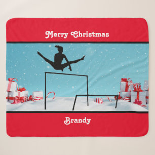 Personalised Merry Christmas Gymnast Gift Sherpa Blanket