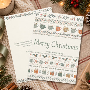 Personalised Merry Christmas Holiday Pattern Card