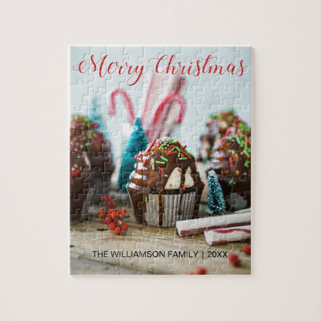 Personalised Merry Christmas Holiday Photo Jigsaw Puzzle (Vertical)
