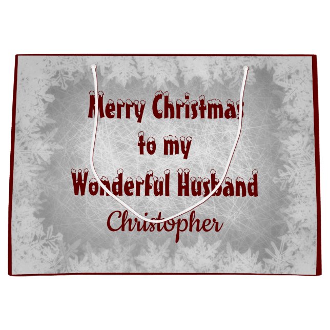 Personalised Merry Christmas Husband Large Gift Bag (Front)