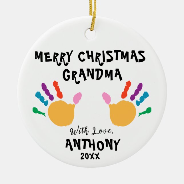 Personalised Merry Christmas Kids Hand Ornament (Front)
