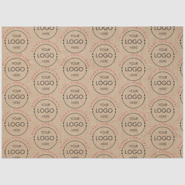 Personalised Merry Christmas Kraft Business Logo Tissue Paper (Front)