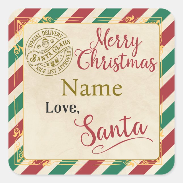 Personalised "Merry Christmas Love Santa" Label (Front)