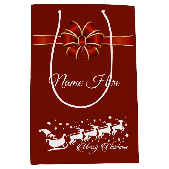 Personalised Merry Christmas Medium Gift Bag (Front)