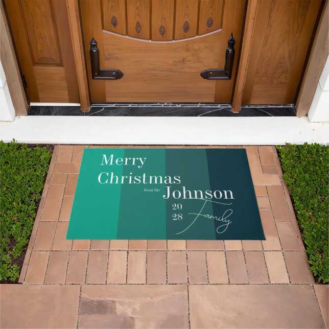 Personalised Merry Christmas Modern Typography Doormat (Outdoor)