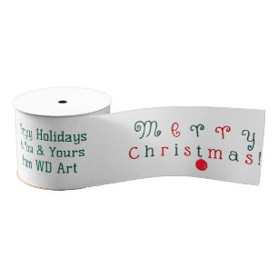 Personalised Merry Christmas, Ornament Red Green Grosgrain Ribbon
