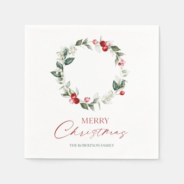 Personalised Merry Christmas Paper Napkins (Front)