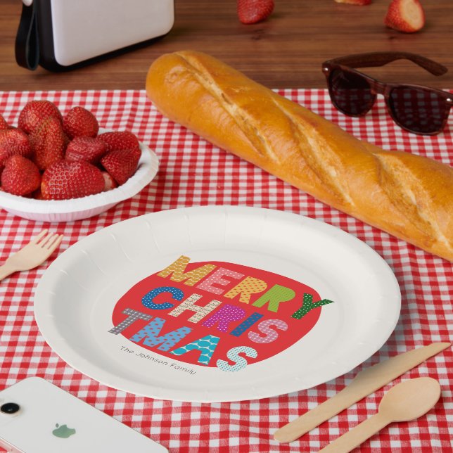 Personalised Merry Christmas Paper Plate  (Picnic)