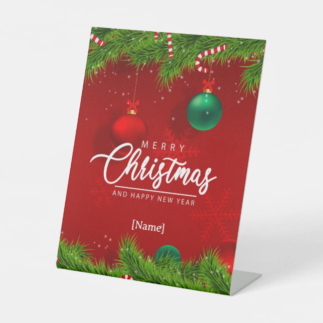 Personalised Merry Christmas Pedestal Sign (Front)