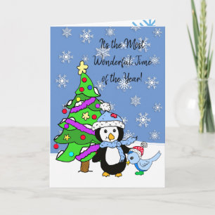 Personalised Merry Christmas Penguin Card