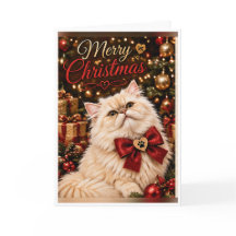 Personalised Merry Christmas Persian Cat Folded Ho