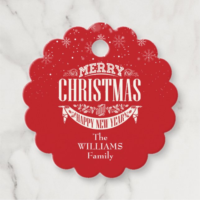 Personalised Merry Christmas Photo Favour Tags (Front)