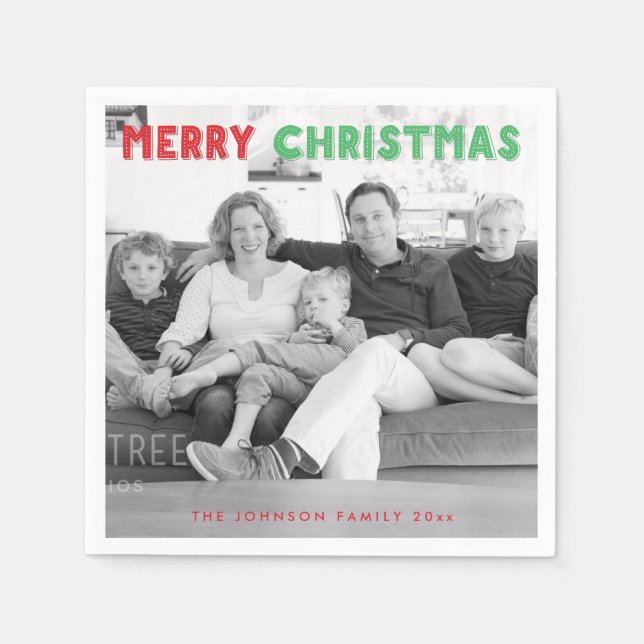 Personalised Merry Christmas Photo Paper Napkins (Front)