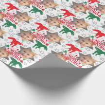 Personalised Merry Christmas Photo T-Rex