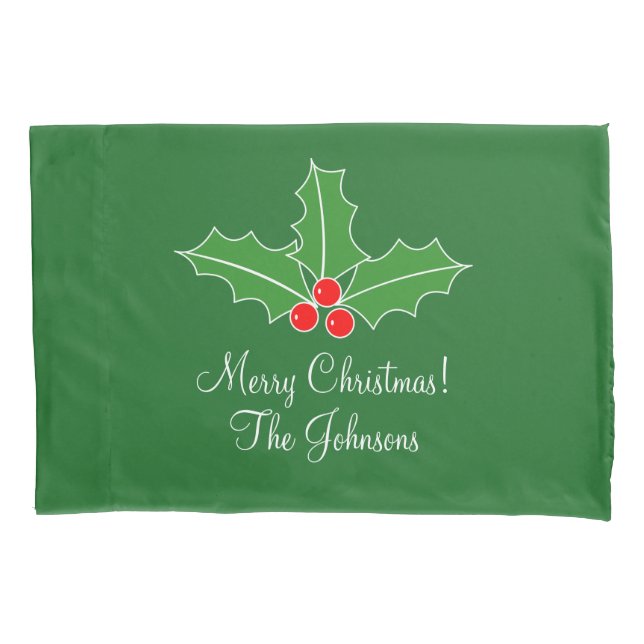 Personalised Merry Christmas pillowcase for bed (Front)
