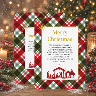 Personalised Merry Christmas Plaid & Bible Verse Holiday Card