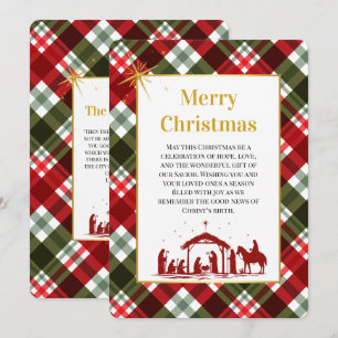 Personalised Merry Christmas Plaid & Bible Verse Holiday Card