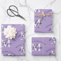 Personalised Merry Christmas Purple Monogram