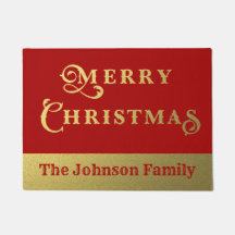 Personalised Merry Christmas Red and Gold Welcome