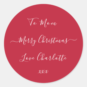 Personalised Merry Christmas Red Gift Label