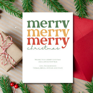 Personalised Merry Christmas Red Green Gold Card