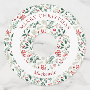 Personalised Merry Christmas Red Holly Berry Wine Glass Tag