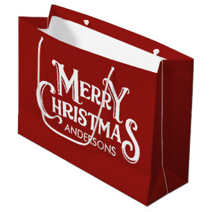 Personalised Merry Christmas Red  Large Gift Bag