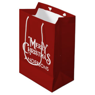Personalised Merry Christmas Red Medium Gift Bag