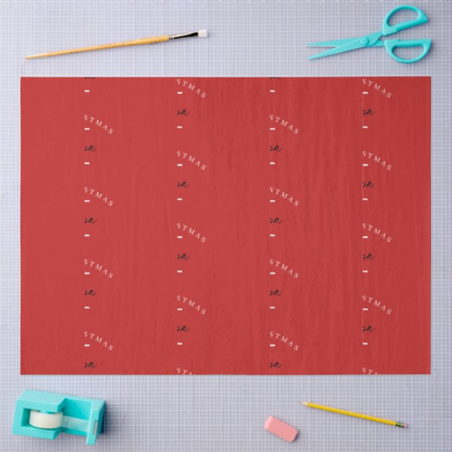 Personalised Merry Christmas Red Monogram Tissue Paper (Craft)