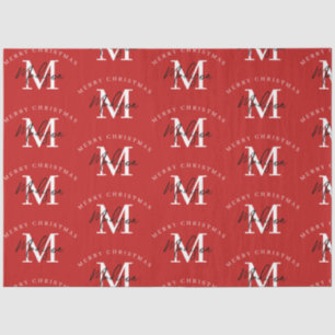 Personalised Merry Christmas Red Monogram Tissue Paper