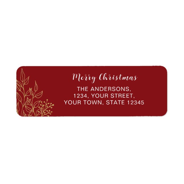 Personalised Merry Christmas Red Return Address  (Front)