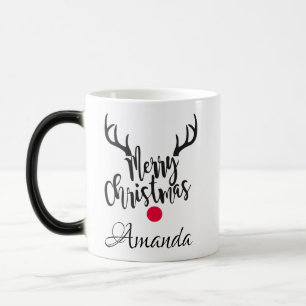 Personalised merry christmas reindeer  magic mug