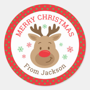 Personalised Merry Christmas Reindeer Sticker