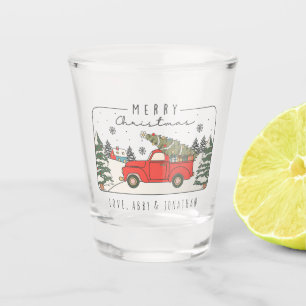 Personalised Merry Christmas Retro Shot Glass
