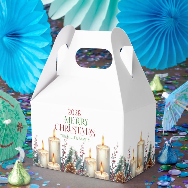 Personalised Merry Christmas Retro Typography Favour Box (Party)